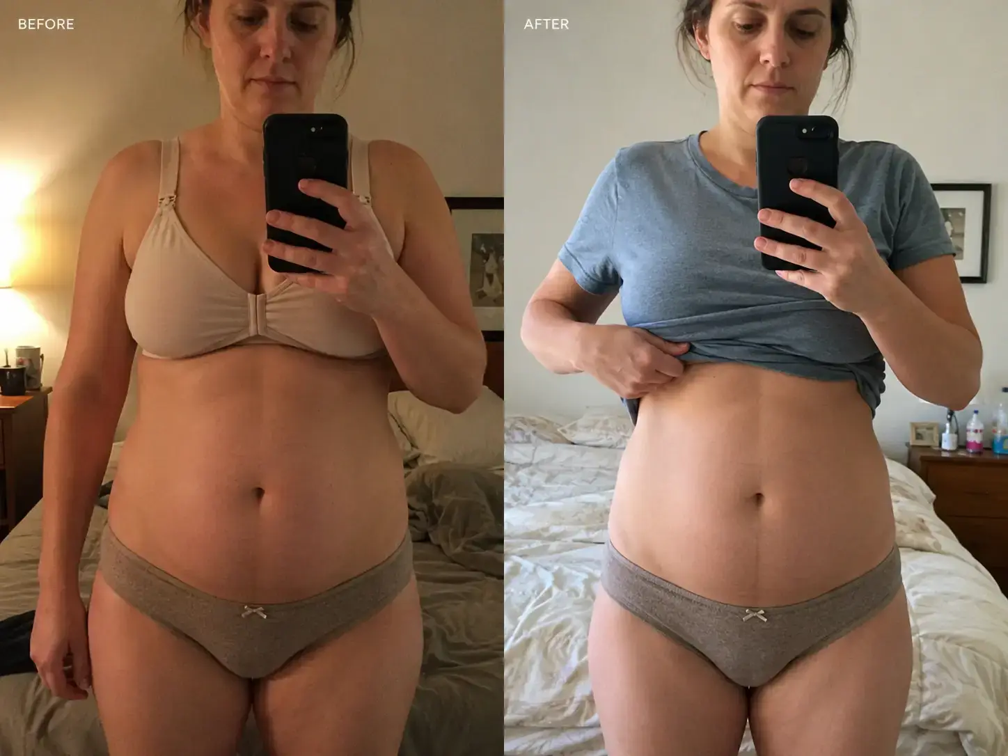 Before and after — postpartum core
