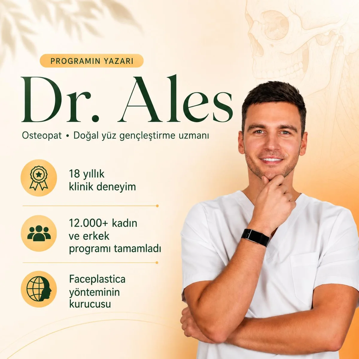 Dr. Ales — osteopat, yüz ve çene uzmanı, 18 yıllık klinik deneyim