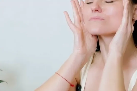 Lymphatic face massage session