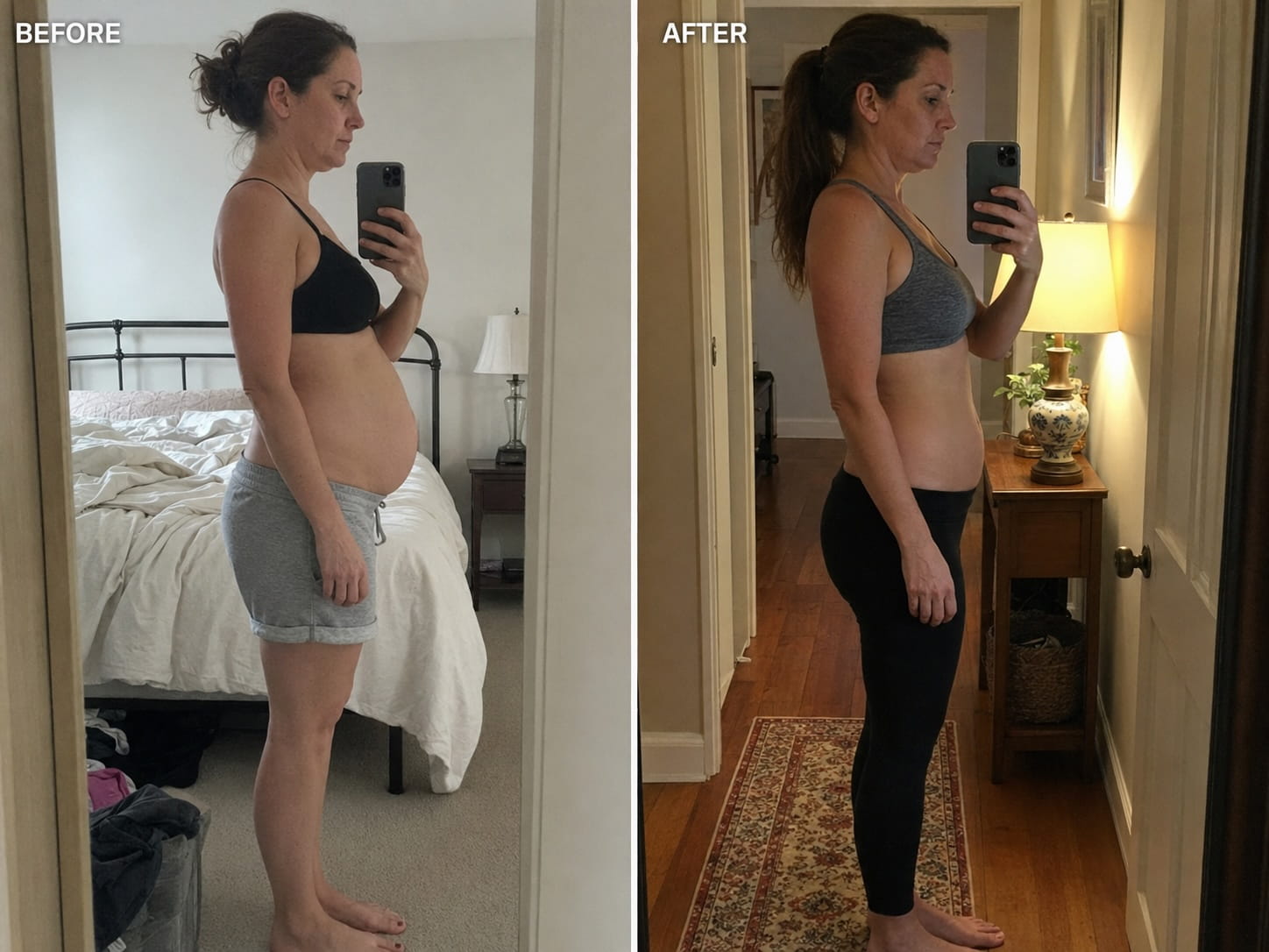 Before and after — flatter lower belly